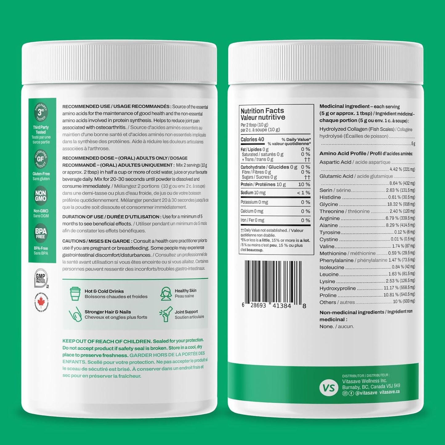 Wild-Caught Marine Collagen Peptides Powder - Non-GMO, Hydrolyzed - Supports Skin, Hair, Nails, Joints - Unflavored - 30 Day Supply