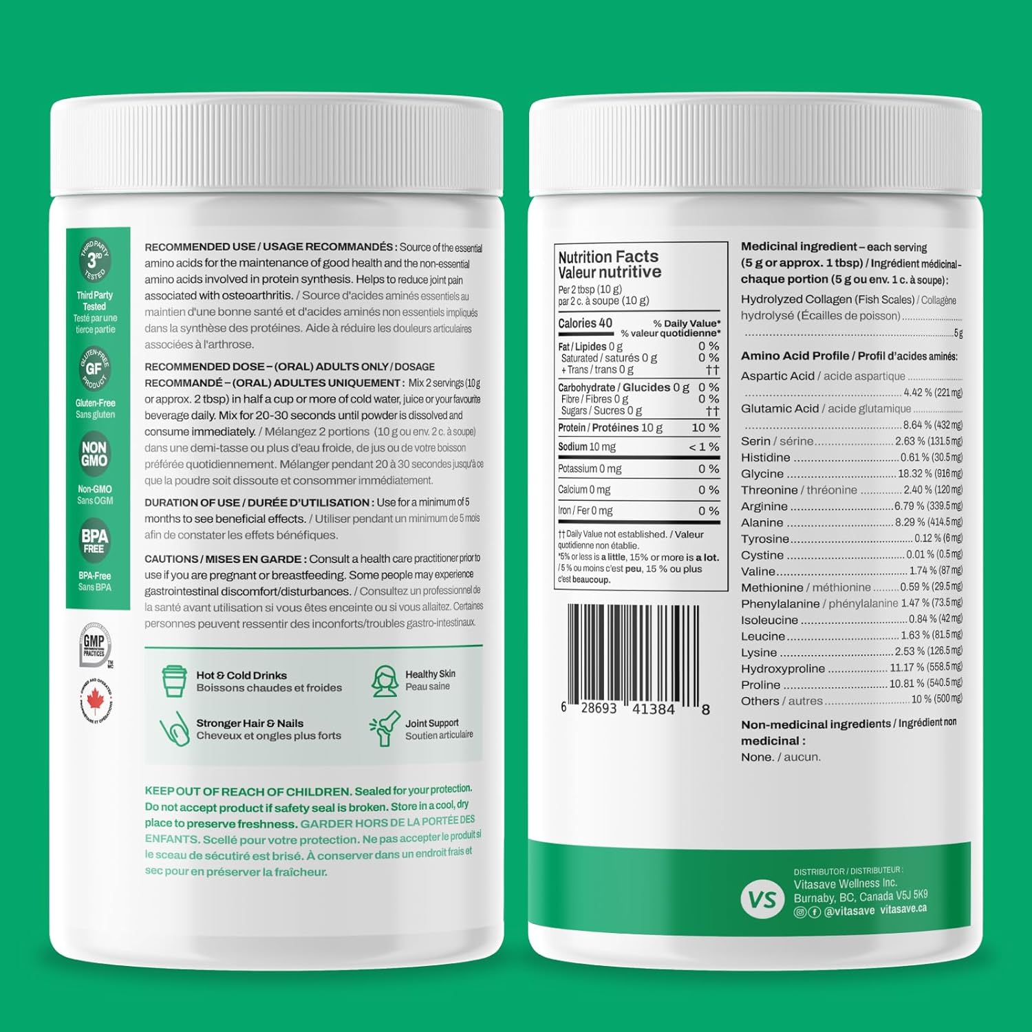 Wild-Caught Marine Collagen Peptides Powder - Non-GMO, Hydrolyzed - Supports Skin, Hair, Nails, Joints - Unflavored - 30 Day Supply