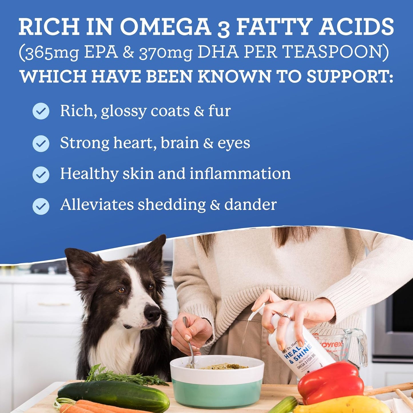 Wild Caught Omega 3 Fish Oil for Dogs - Promotes Healthy Coat, Joint Strength, and Allergy Relief - 16 fl. oz.