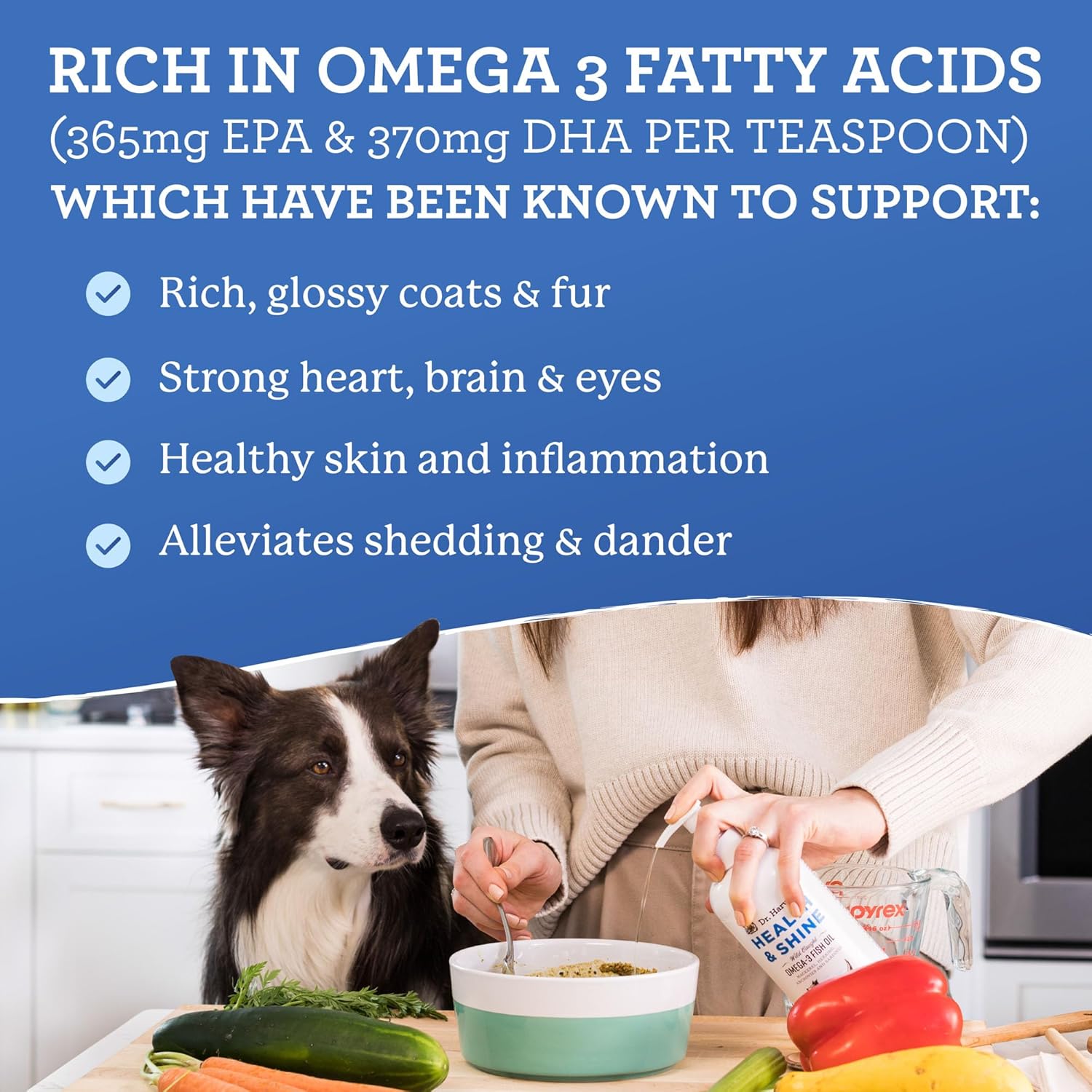 Wild Caught Omega 3 Fish Oil for Dogs - Promotes Healthy Coat, Joint Strength, and Allergy Relief - 16 fl. oz.