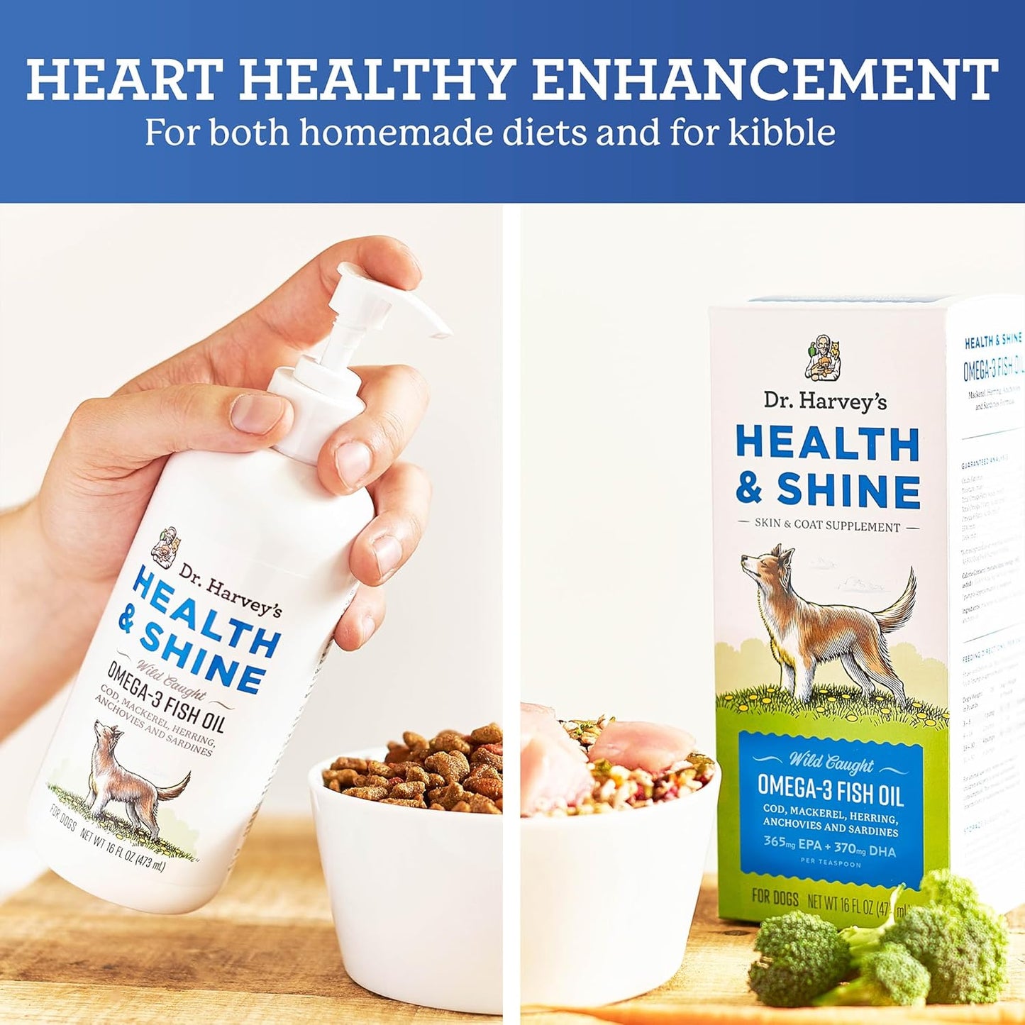 Wild Caught Omega 3 Fish Oil for Dogs - Promotes Healthy Coat, Joint Strength, and Allergy Relief - 16 fl. oz.