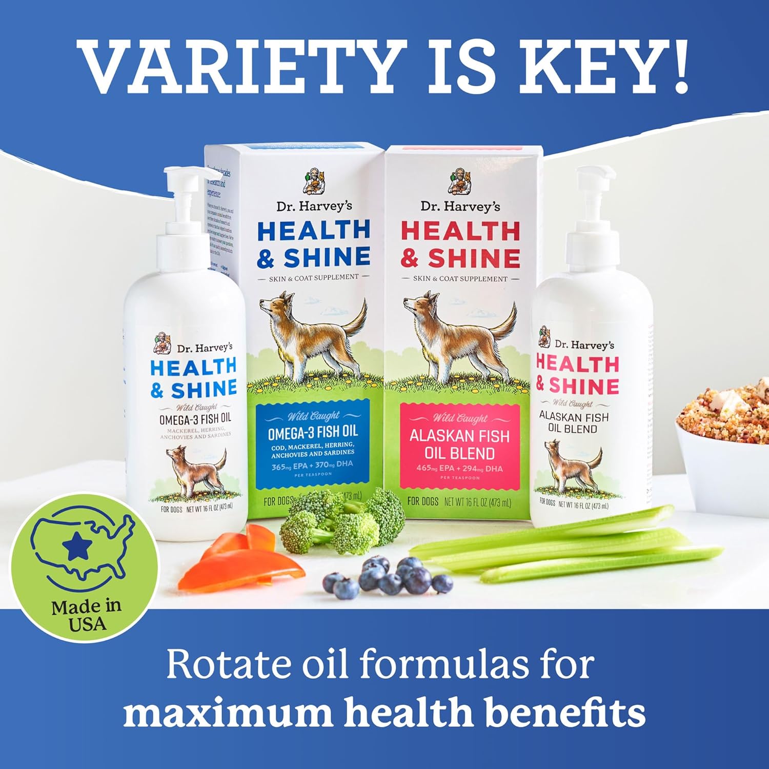 Wild Caught Omega 3 Fish Oil for Dogs - Promotes Healthy Coat, Joint Strength, and Allergy Relief - 16 fl. oz.