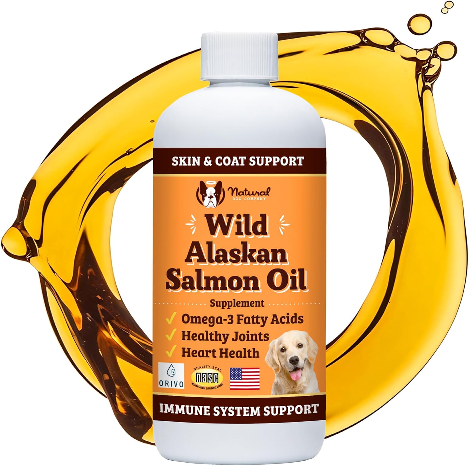 Wild-Caught Salmon Oil for Dogs (8oz) - Omega 3 Fish Oil Supplement for Joint Health, Skin & Coat - Essential Fatty Acids
