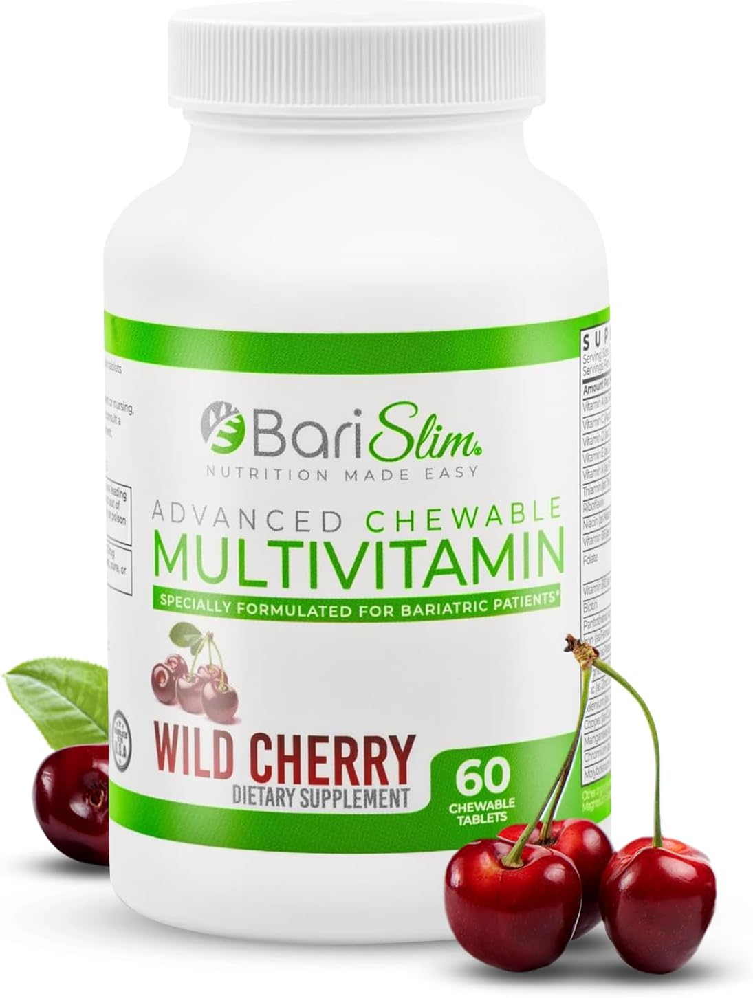 Wild Cherry BariSlim Advanced Chewable Bariatric Multivitamin Tablets - 60 Count
