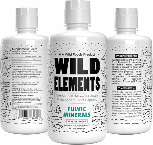 Wild Foods Gut Support: Fulvic Acid Mineral Blend for Gut Health, Cognitive Function & Immunity - All Natural 32 oz
