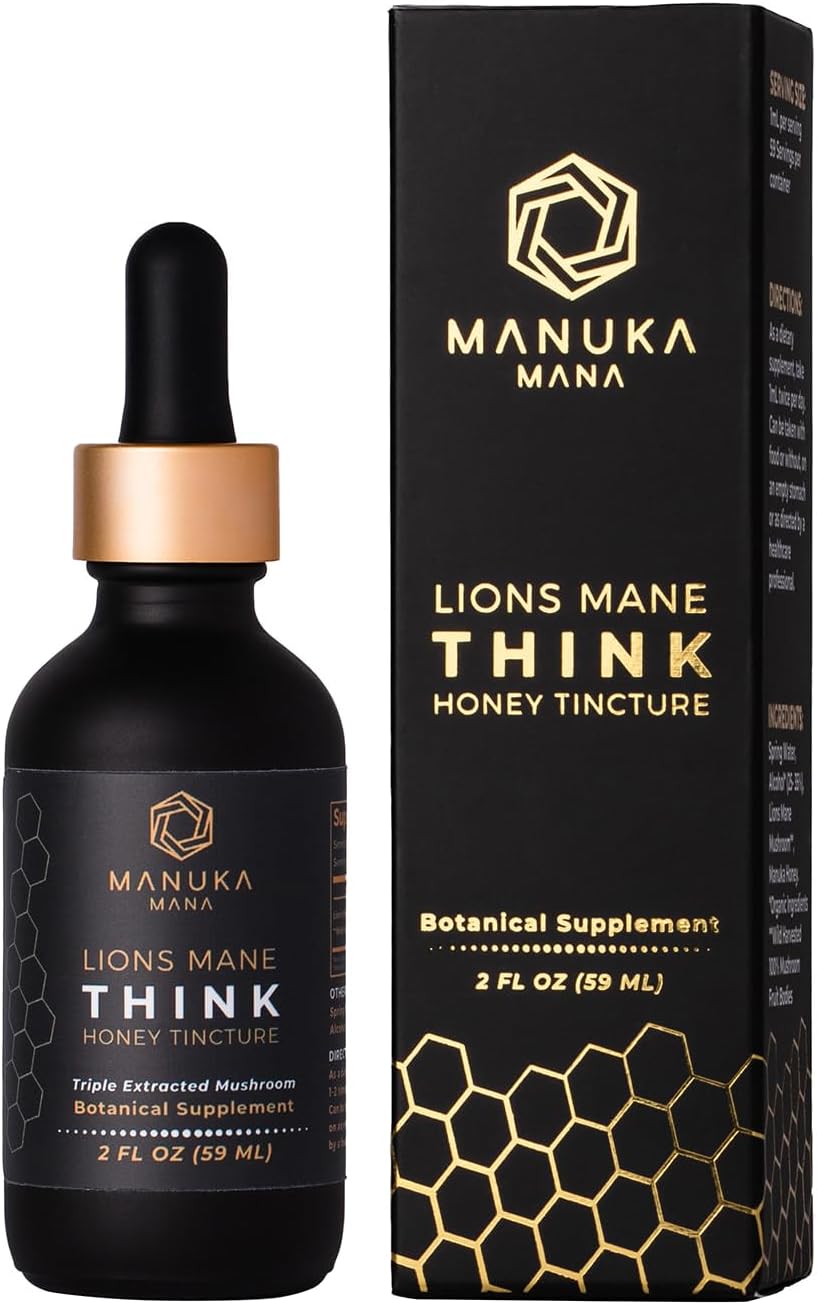 Wild Harvested Lions Mane Triple Extract Tincture with Manuka Honey - 2 fl oz (60 Servings)
