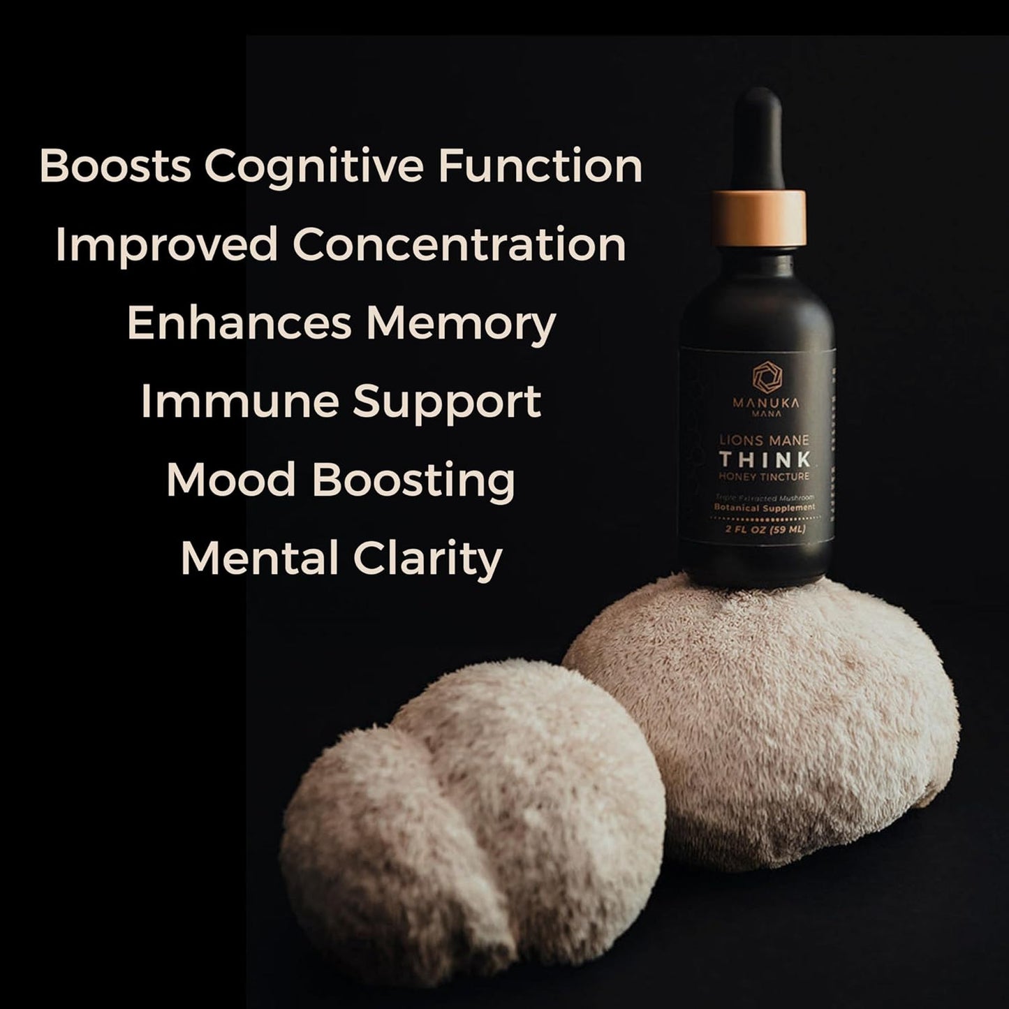 Wild Harvested Lions Mane Triple Extract Tincture with Manuka Honey - 2 fl oz (60 Servings)