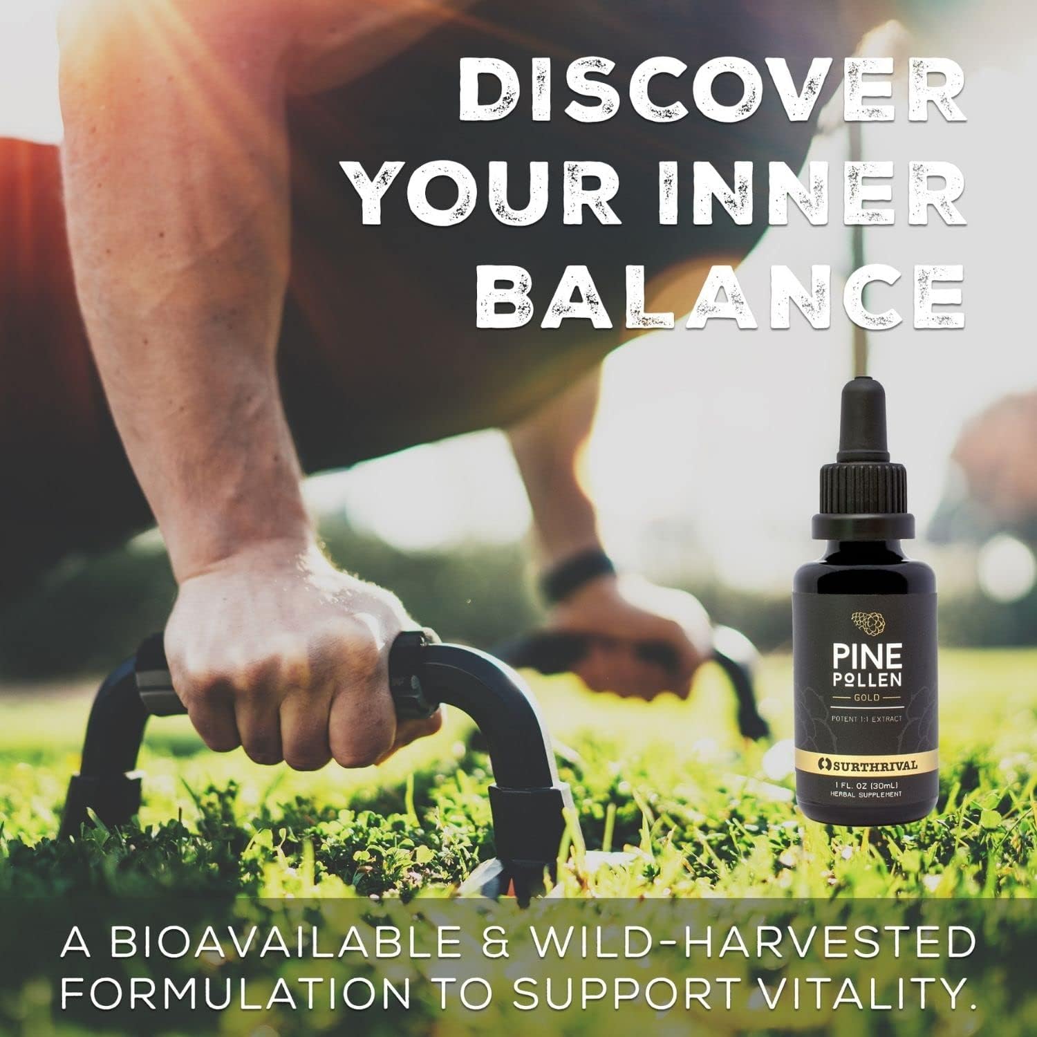 Wild-Harvested Pine Pollen Gold Extract for Energy Restoration - 1 fl oz