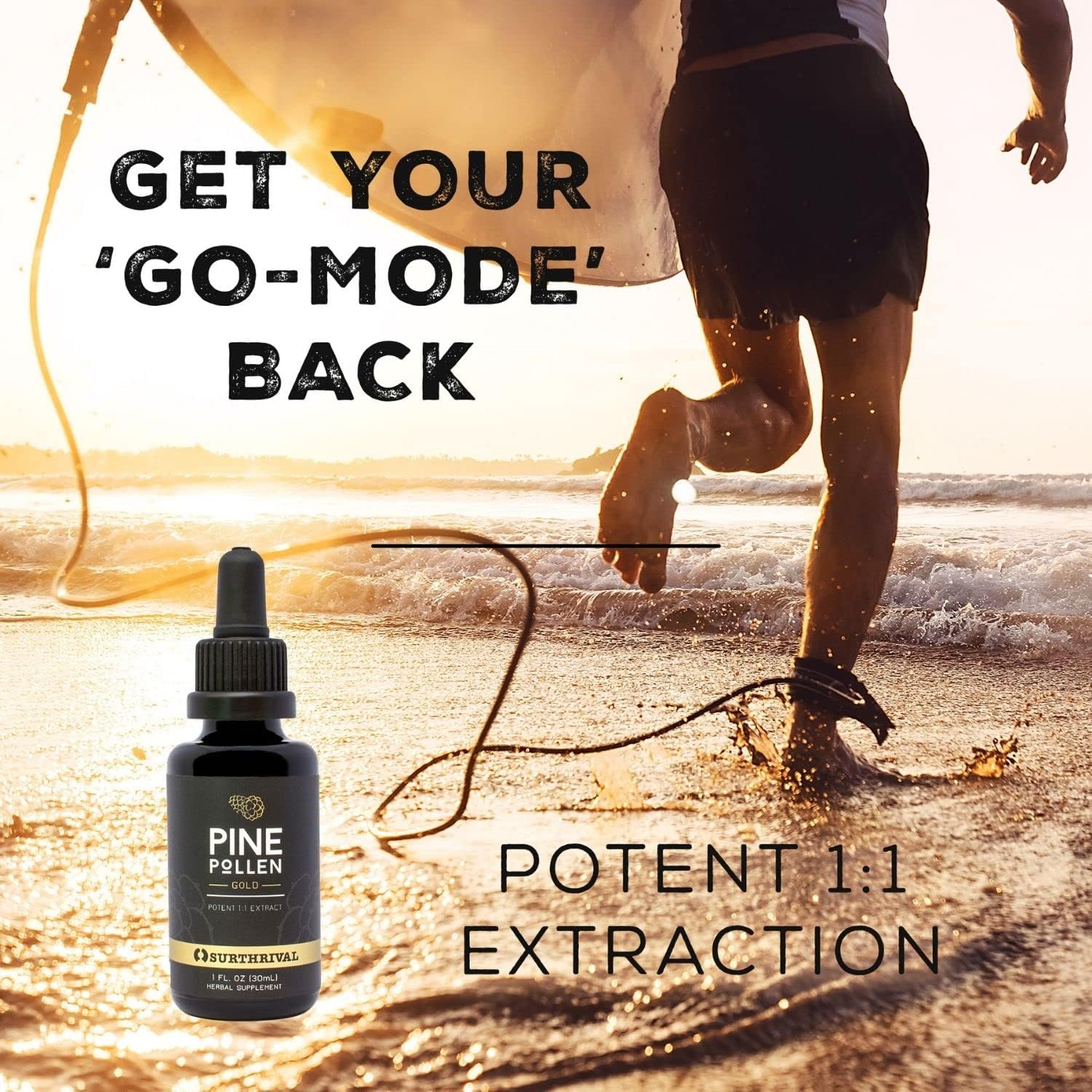 Wild-Harvested Pine Pollen Gold Extract for Energy Restoration - 1 fl oz