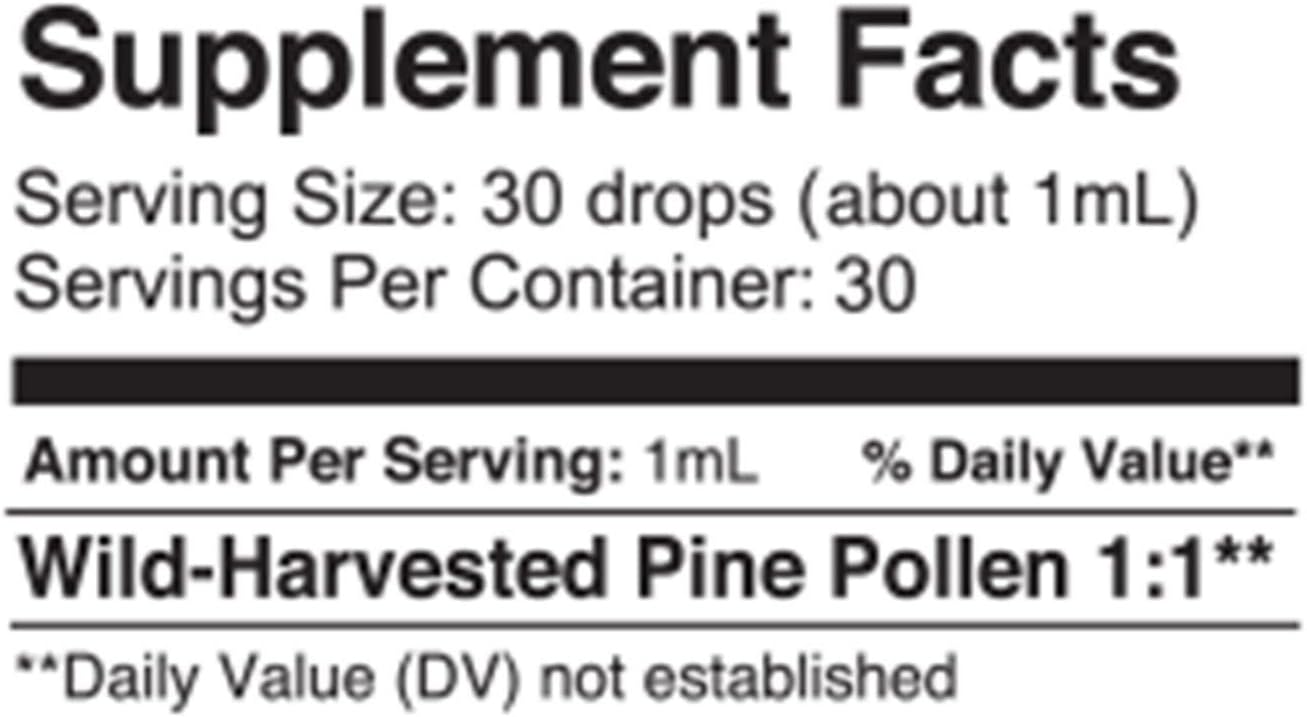 Wild-Harvested Pine Pollen Gold Extract for Energy Restoration - 1 fl oz