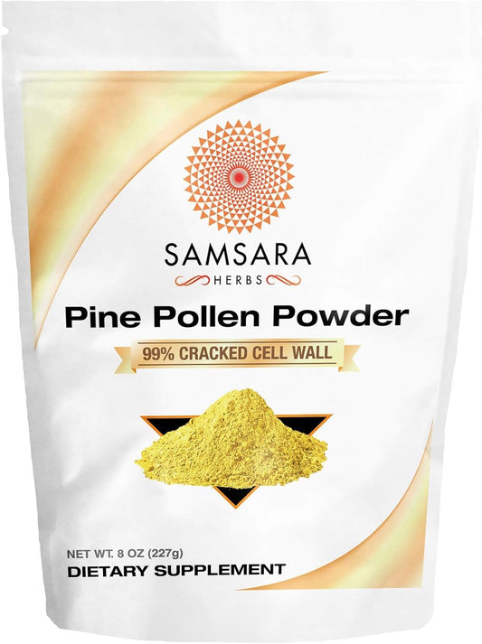 Wild Harvested Pine Pollen Powder - 99% Cracked Cell Wall (8oz/227g) for Healthy Energy & Longevity by Samsara Herbs
