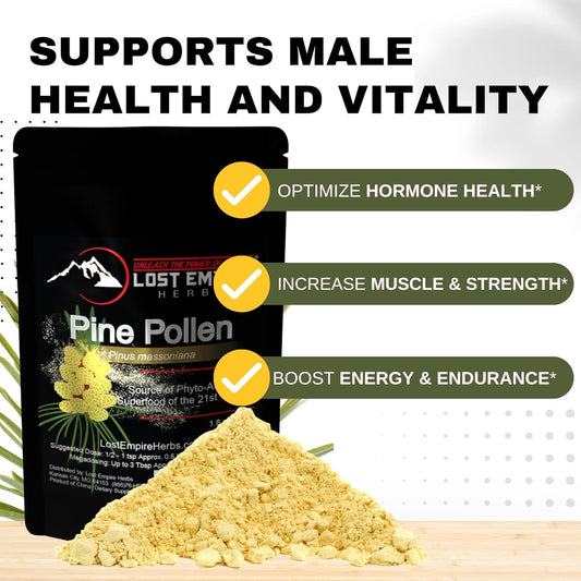 Wild Harvested Pine Pollen Powder - 99% Cracked Cell Wall | Boosts Energy & Longevity (50g) by Lost Empire Herbs