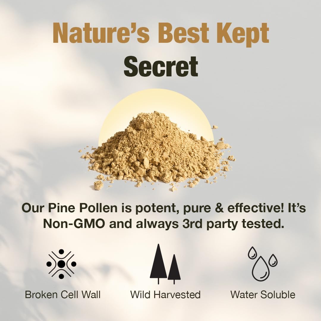 Wild Harvested Pine Pollen Powder - 99% Cracked Cell Wall (8oz/227g) for Healthy Energy & Longevity by Samsara Herbs