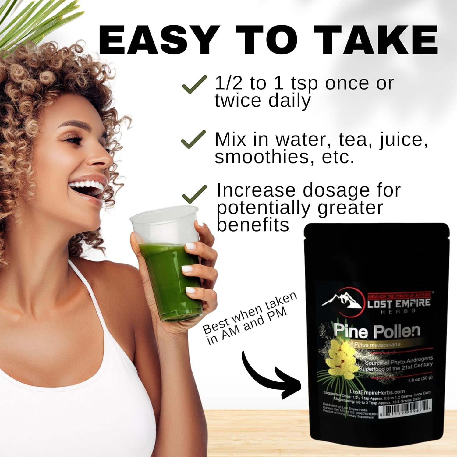 Wild Harvested Pine Pollen Powder - 99% Cracked Cell Wall | Boosts Energy & Longevity (50g) by Lost Empire Herbs