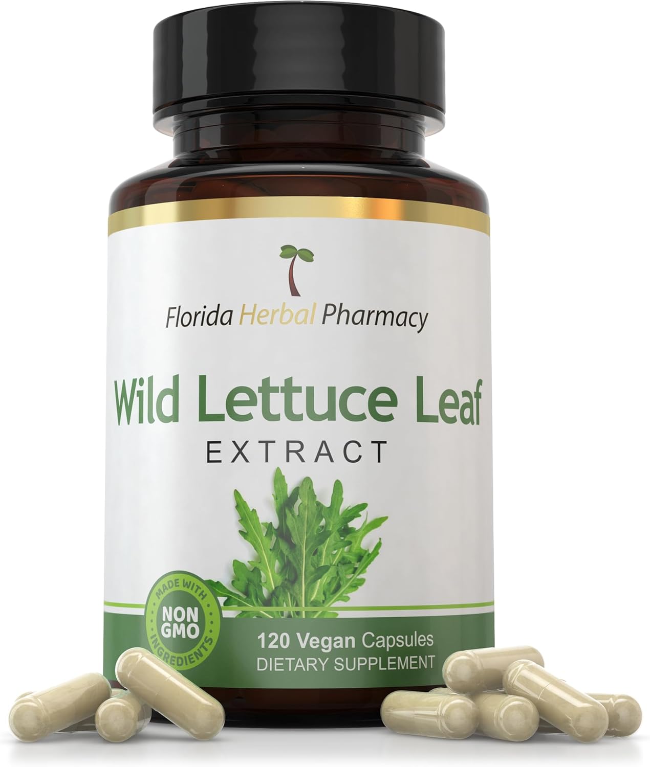 Wild Lettuce Leaf Extract Capsules 10:1, 120 Capsules, 500mg per Capsule - Florida Herbal Pharmacy