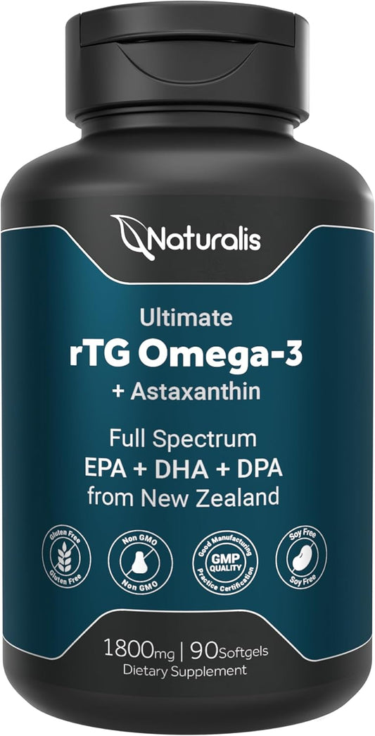 Wild New Zealand Tuna Omega 3 Fish Oil Softgels - Full Spectrum EPA, DHA & DPA - Non-GMO, Gluten Free - 90ct