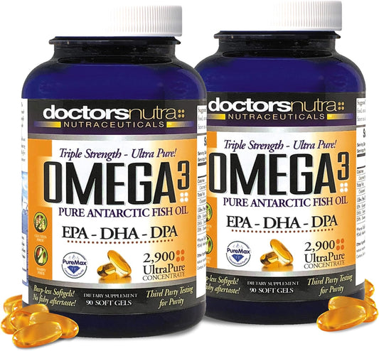 Wild Omega 3 Fish Oil DPA Supplement (Pack of 2) - 2,900mg EPA-DPA-DHA Softgels by Doctors Nutra Nutraceuticals