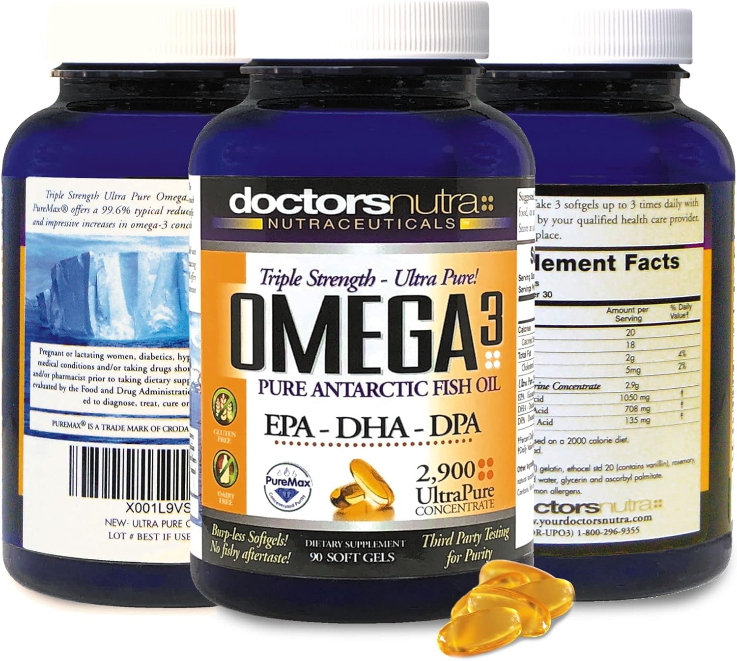 Wild Omega 3 Fish Oil DPA Supplement (Pack of 2) - 2,900mg EPA-DPA-DHA Softgels by Doctors Nutra Nutraceuticals
