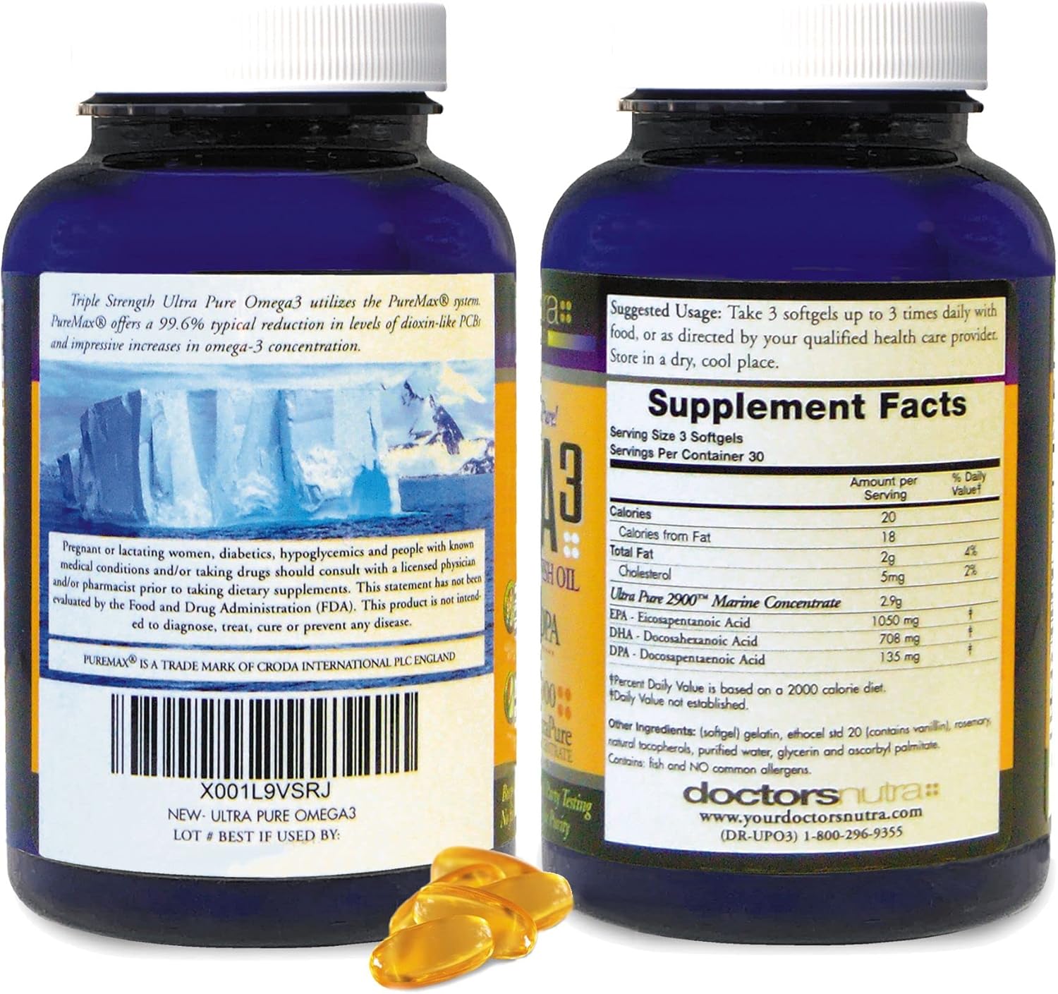 Wild Omega 3 Fish Oil DPA Supplement (Pack of 2) - 2,900mg EPA-DPA-DHA Softgels by Doctors Nutra Nutraceuticals