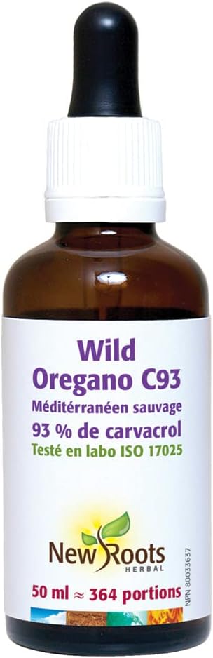 Wild Oregano C93 Liquid with High Carvacrol Concentration for Immune Support - Mediterranean Source, Organic, Non-GMO, Vegan, Gluten Free - 50 ml