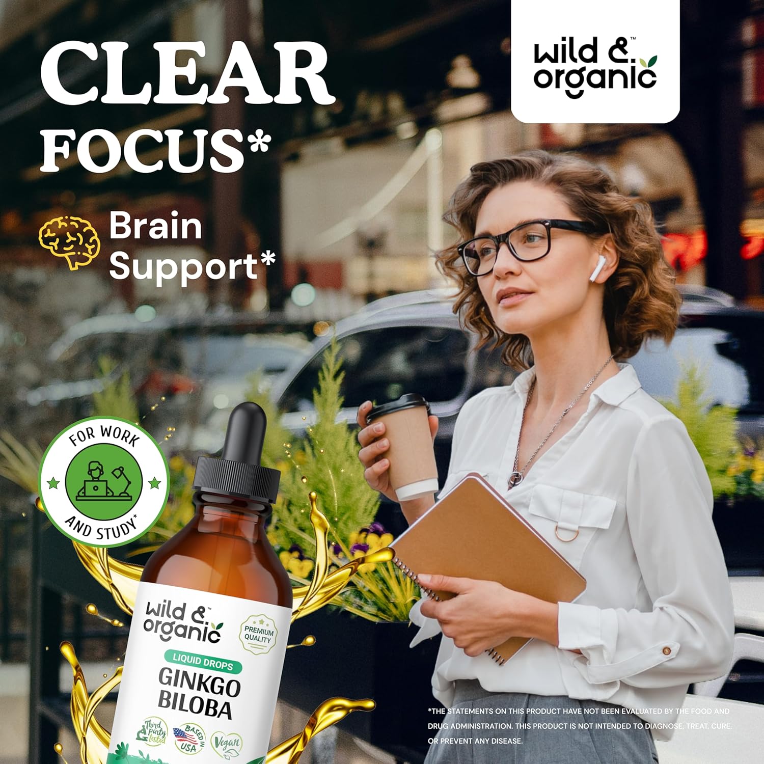 Wild & Organic Gotu Kola and Ginkgo Biloba Tincture Bundle - 4 fl oz each