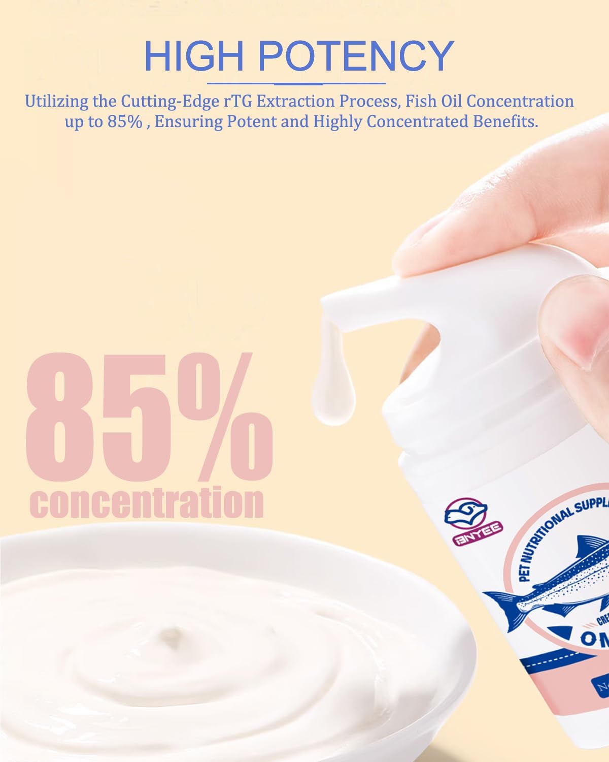 Wild Salmon Fish Oil for Small Dogs & Cats - Omega 3 Skin & Coat Support Supplement - Concentrated EPA + DHA for Joint & Heart Health