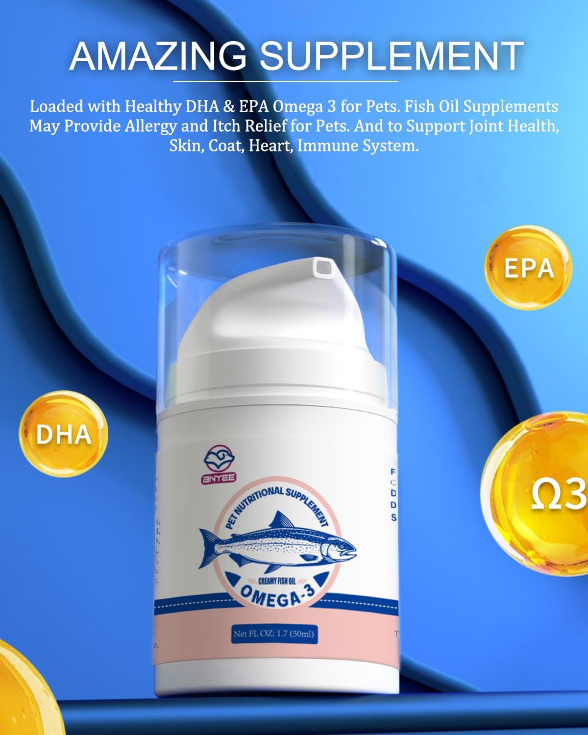 Wild Salmon Fish Oil for Small Dogs & Cats - Omega 3 Skin & Coat Support Supplement - Concentrated EPA + DHA for Joint & Heart Health