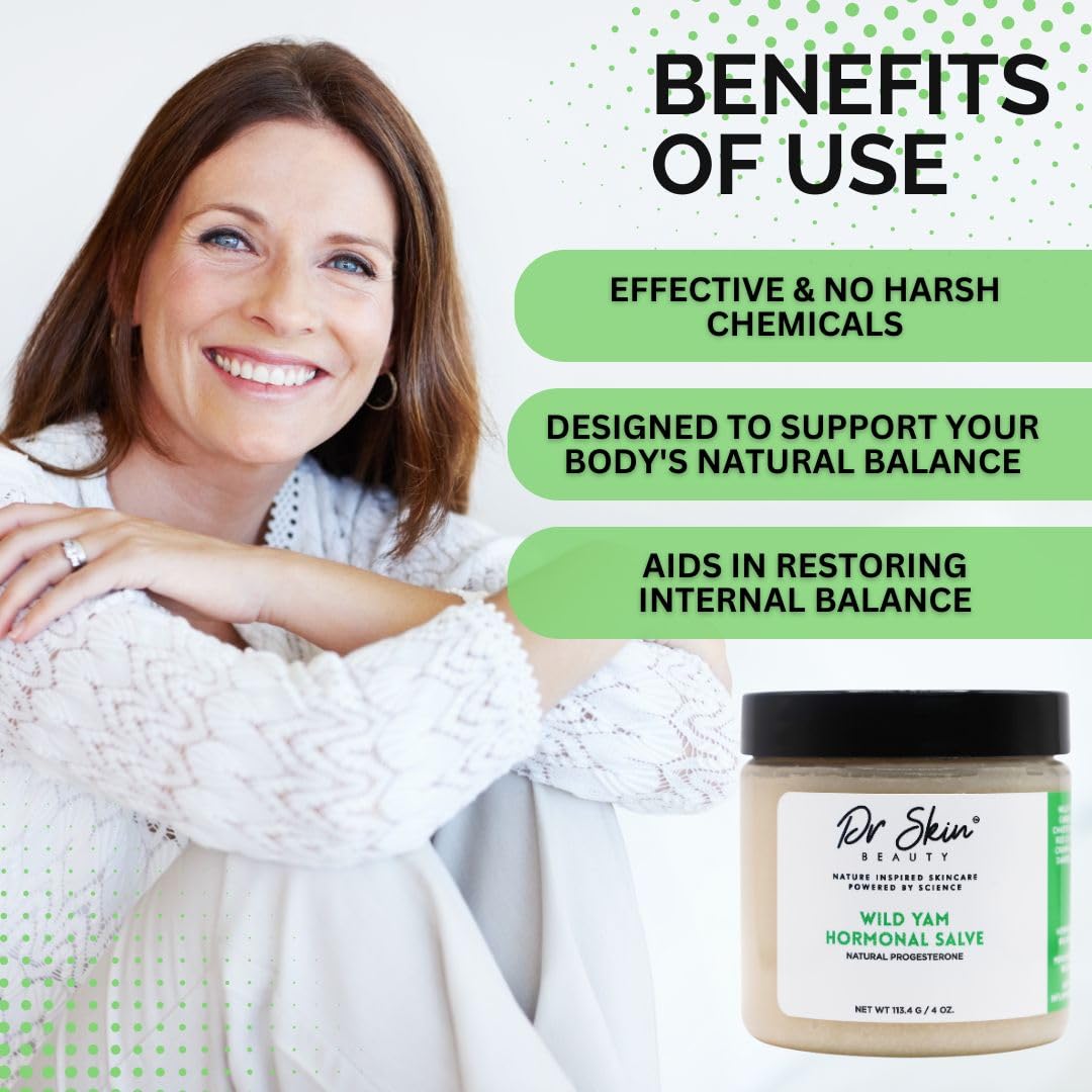 Wild Yam Cream for Menopause & Perimenopause Symptoms - Natural Hormonal Support for Women - 100% USA-Made - 4oz