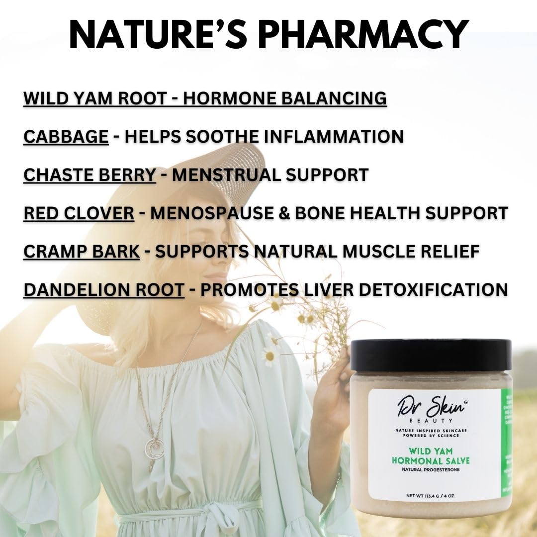 Wild Yam Cream for Menopause & Perimenopause Symptoms - Natural Hormonal Support for Women - 100% USA-Made - 4oz