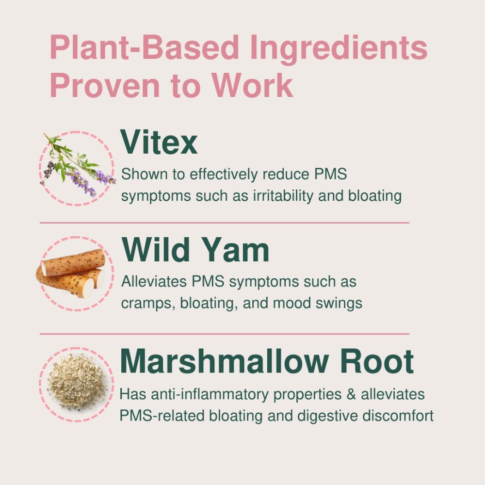 Wild Yam Cream for PMS Relief - Hormone Balance & Bloating Relief - 1 Month Supply - Topical Supplement for Women's Periods