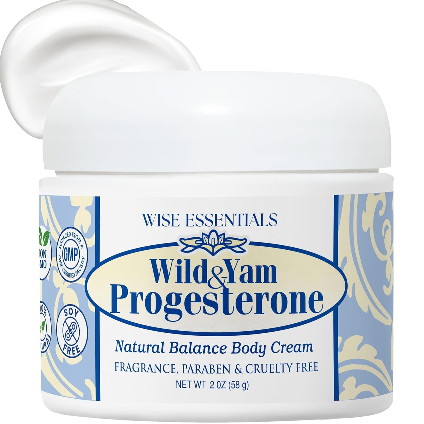 Wild Yam Cream with Progesterone for Hormone Balance during Menstrual Cycle and Menopause - 2oz (1 Pack)