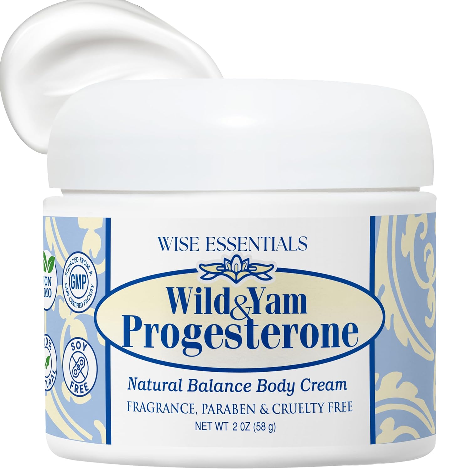 Wild Yam Cream with Progesterone for Hormone Balance during Menstrual Cycle and Menopause - 2oz (1 Pack)