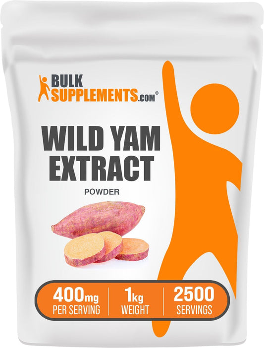 Wild Yam Extract Powder - Herbal Supplement, Gluten Free, 400mg per Serving, 1kg (2.2 lbs) - Bulk Pack of Wild Yam Root Extract