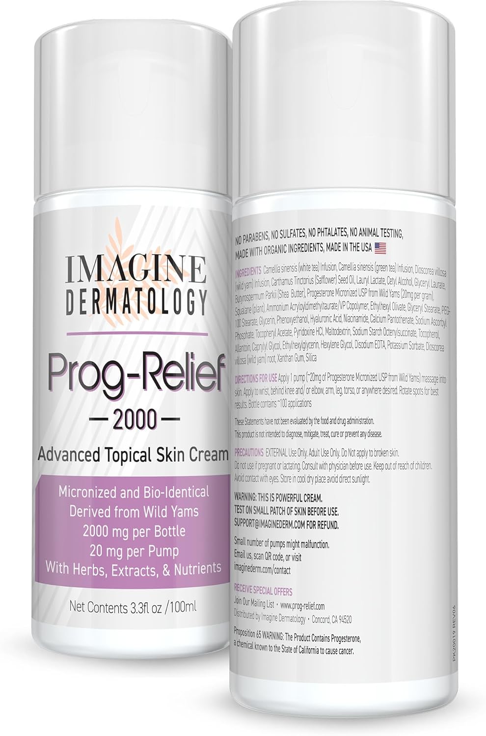 Wild Yam Progesterone Cream 2000mg, Bio-Identical Micronized USP for Female Mid-Life Relief, 100 Pump Applications, Paraben and Soy Free, TSA Size, Made in USA
