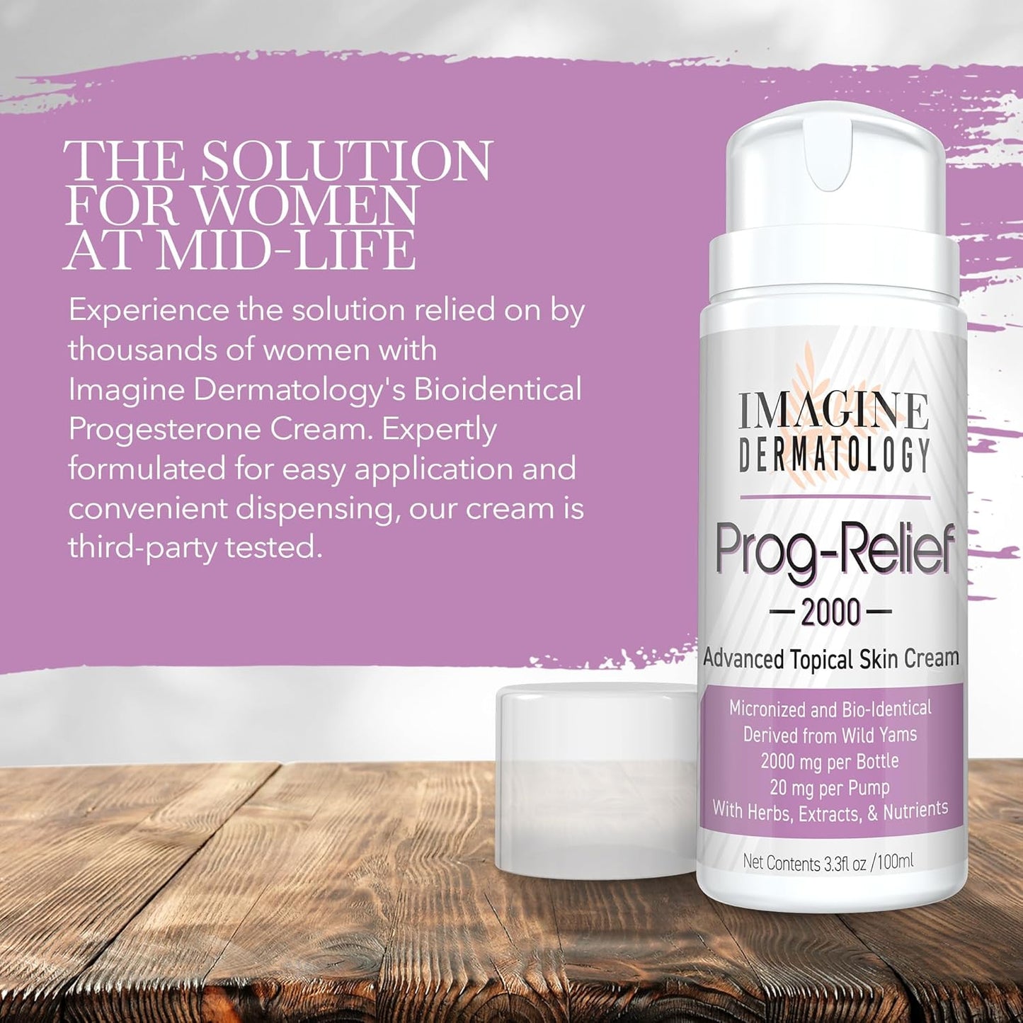 Wild Yam Progesterone Cream 2000mg, Bio-Identical Micronized USP for Female Mid-Life Relief, 100 Pump Applications, Paraben and Soy Free, TSA Size, Made in USA