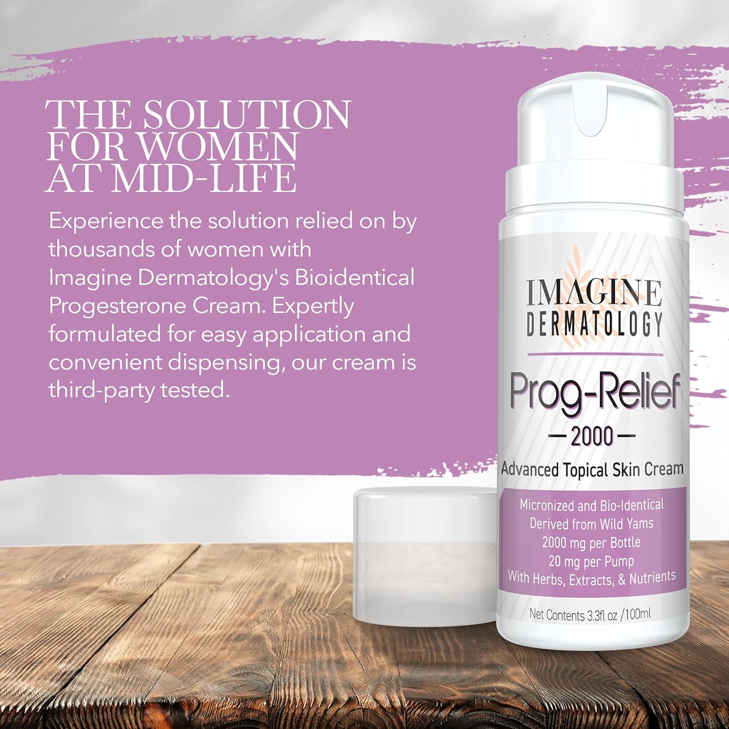 Wild Yam Progesterone Cream 2000mg, Bio-Identical Micronized USP for Female Mid-Life Relief, 100 Pump Applications, Paraben and Soy Free, TSA Size, Made in USA