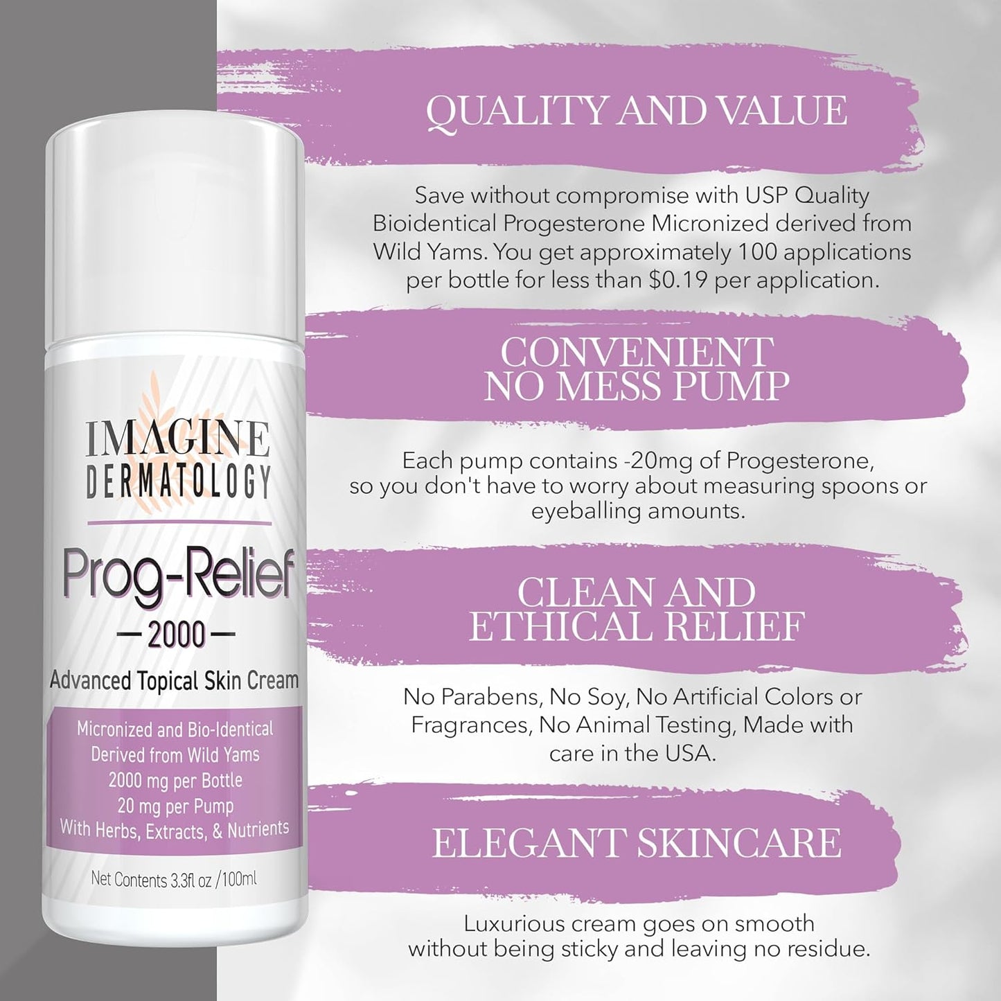 Wild Yam Progesterone Cream 2000mg, Bio-Identical Micronized USP for Female Mid-Life Relief, 100 Pump Applications, Paraben and Soy Free, TSA Size, Made in USA