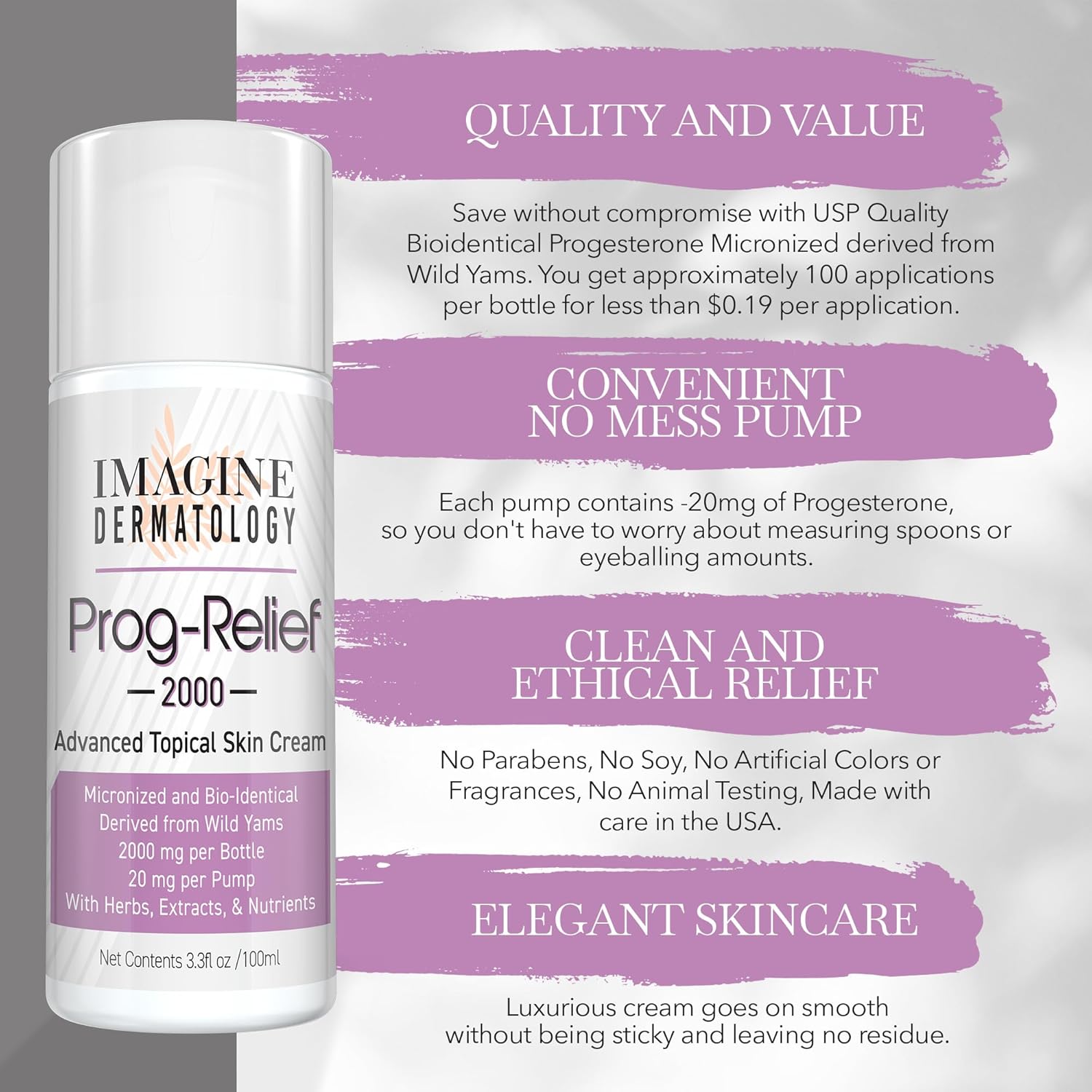 Wild Yam Progesterone Cream 2000mg, Bio-Identical Micronized USP for Female Mid-Life Relief, 100 Pump Applications, Paraben and Soy Free, TSA Size, Made in USA