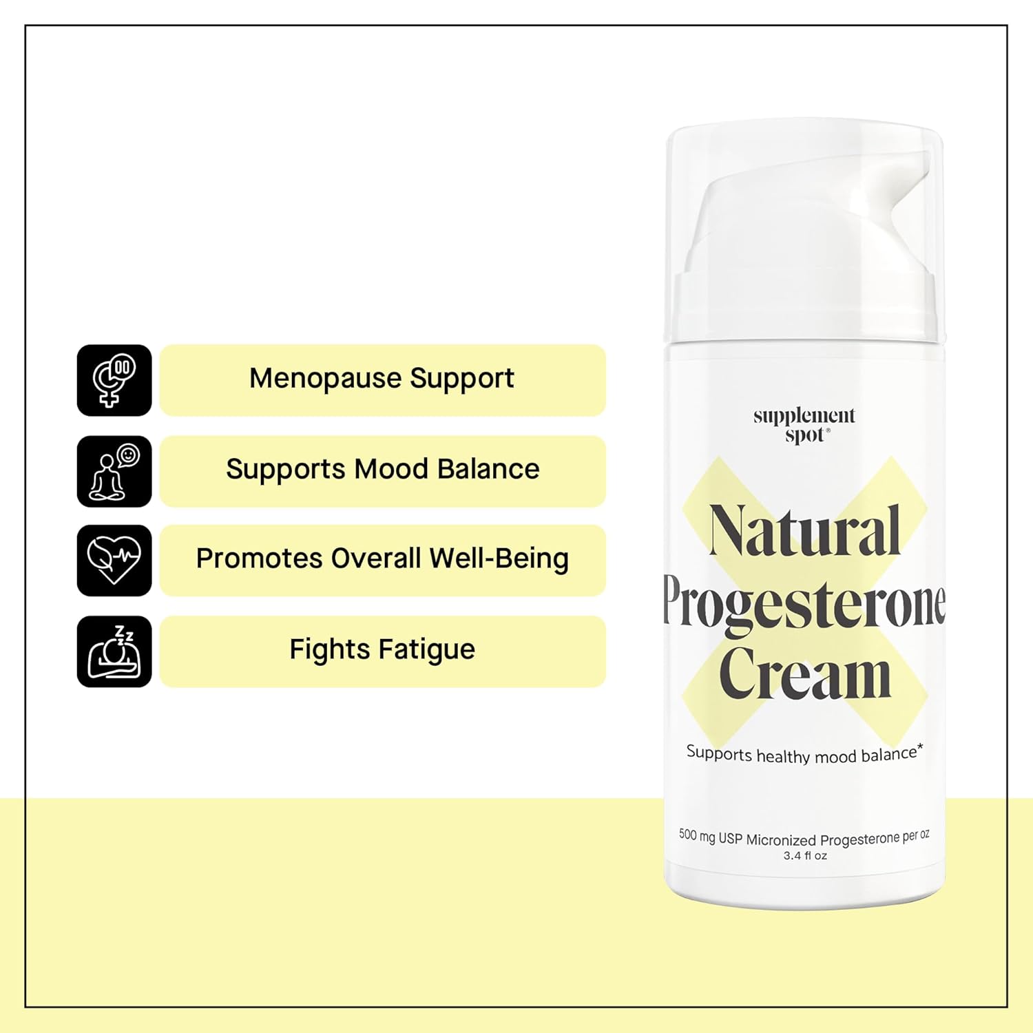 Wild Yam Progesterone Cream for Menopause Relief & Hormone Balance - Natural Micronized Bioidentical Formula (3.4 oz)