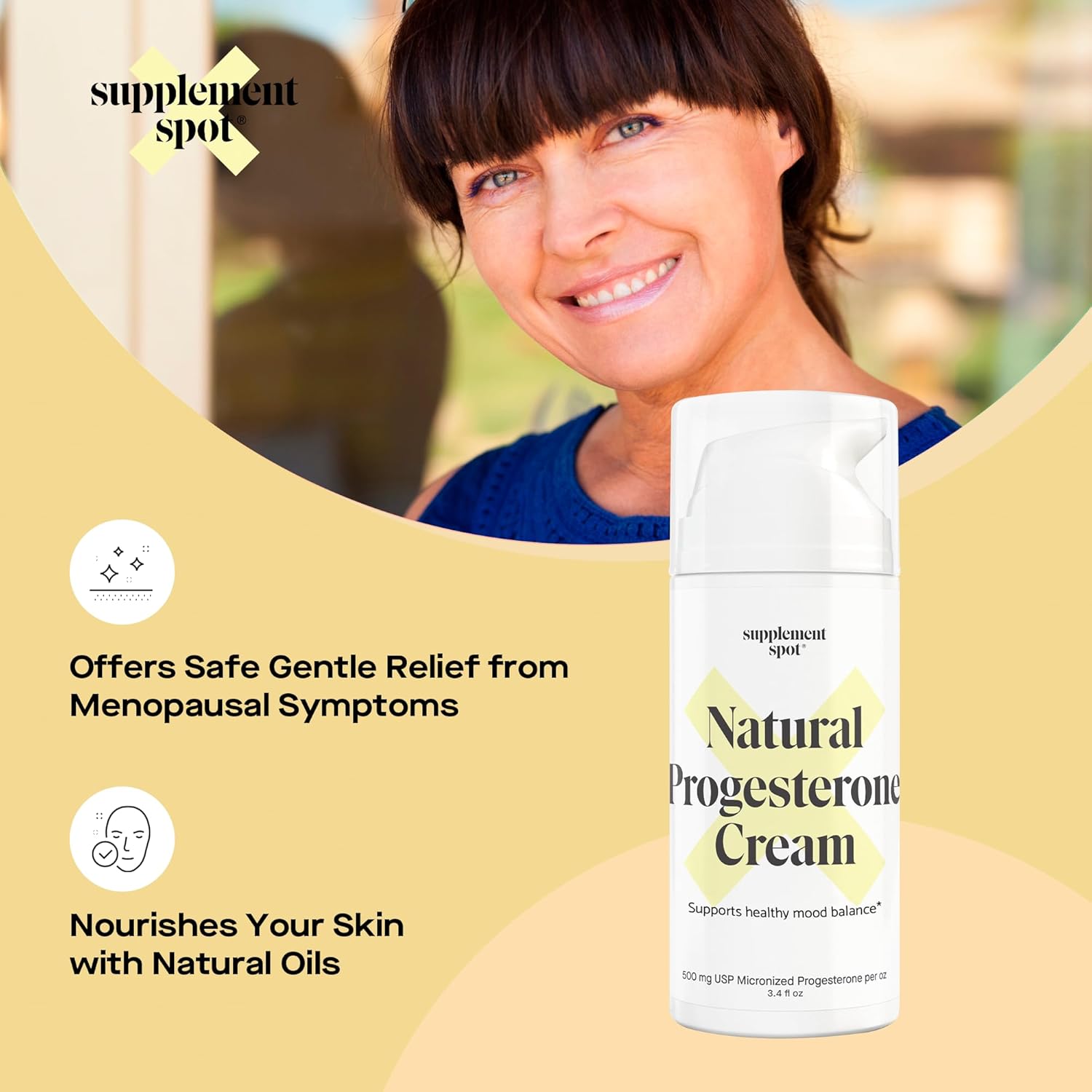 Wild Yam Progesterone Cream for Menopause Relief & Hormone Balance - Natural Micronized Bioidentical Formula (3.4 oz)