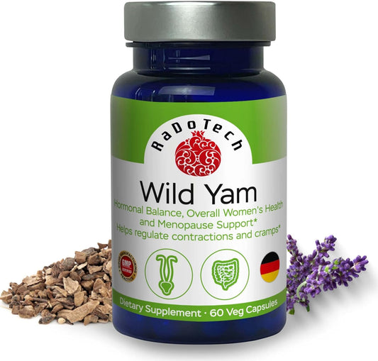 Wild Yam Root Capsules for Menopause Support and Hormone Balance - 60 Veg Capsules