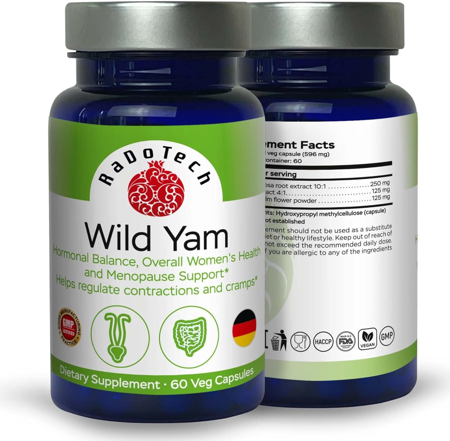 Wild Yam Root Capsules for Menopause Support and Hormone Balance - 60 Veg Capsules