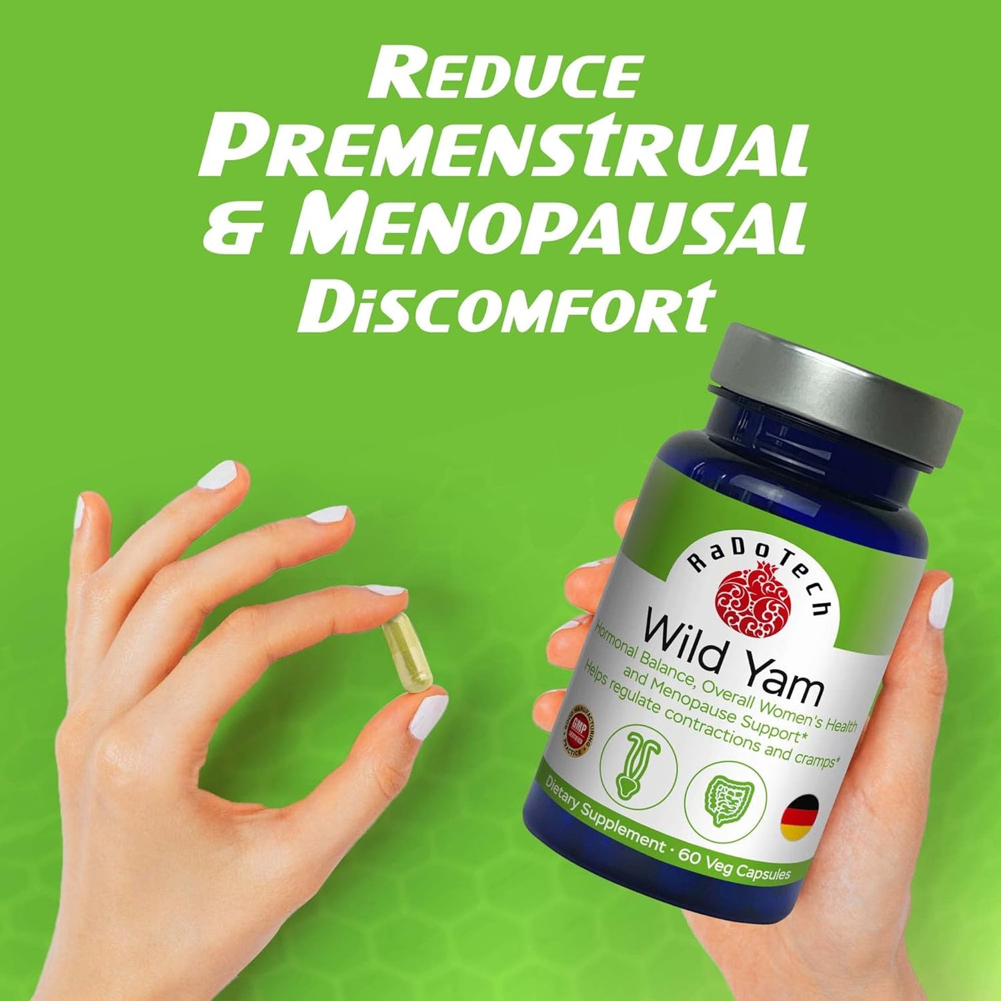 Wild Yam Root Capsules for Menopause Support and Hormone Balance - 60 Veg Capsules