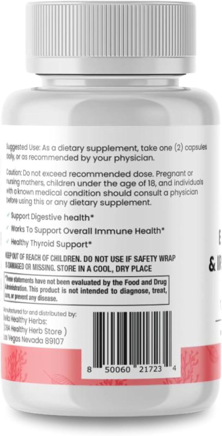 Wildcrafted Elderberry Sea Moss Capsules - 2600mg Irish Sea Moss + Elderberry Essentials Blend - US-Made, Vegan, Non-GMO - Easy-Swallow - 2 Pack