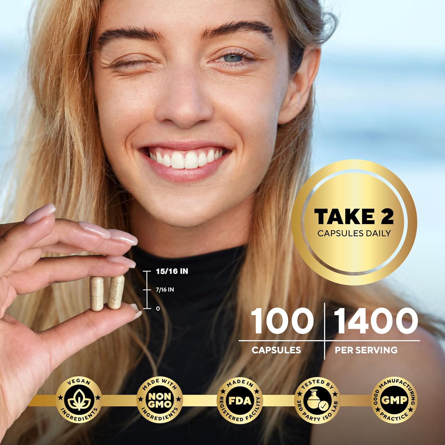 Wildcrafted Irish Sea Moss Capsules with Burdock Root & Bladderwrack - 100 Vegan Pills for Hair, Skin, Immune & Energy Support - USA Made SeaMoss Capsules