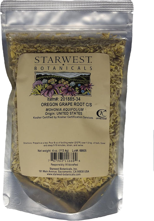 Wildcrafted Oregon Grape Root C/S - 4 oz by Starwest Botanicals