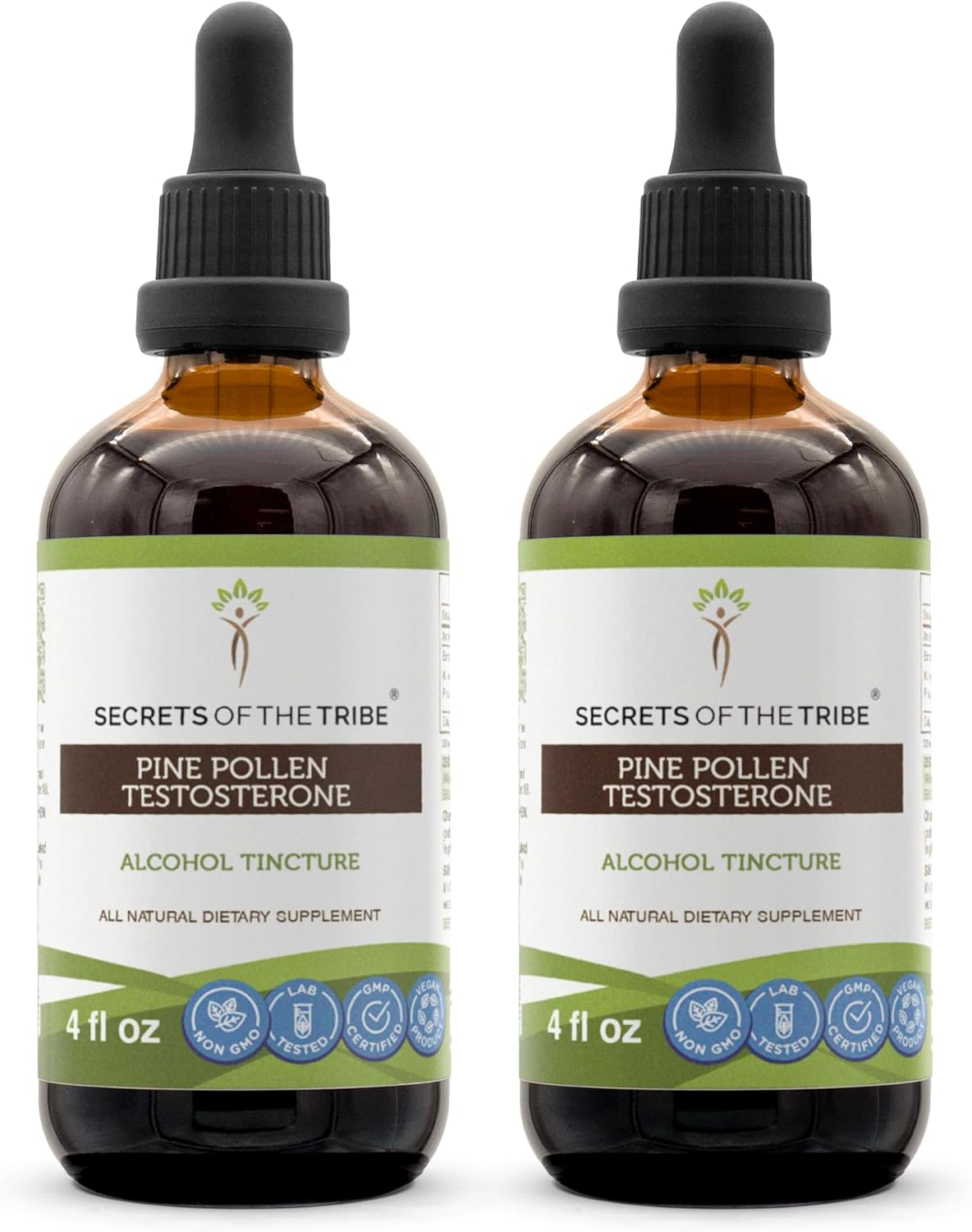 Wildcrafted Pine Pollen Testosterone Tincture - Alcohol Extracted (2x4 FL OZ) - Secrets of the Tribe