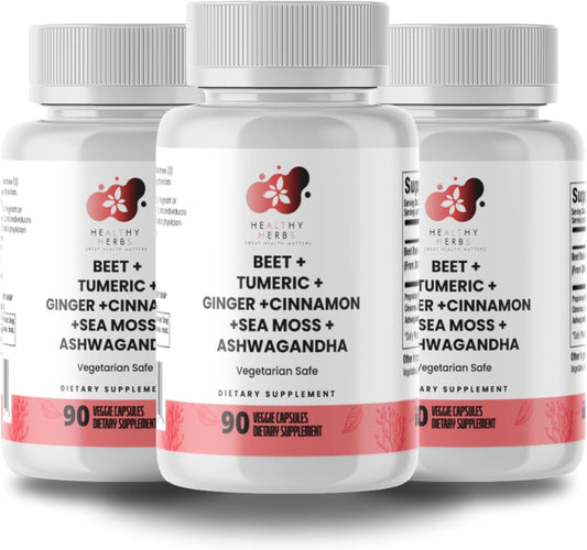 Wildcrafted Sea Moss Capsules | Heart Complex Advanced Superblend | 6300mg BATCG-6 | US-Made | Vegan | Non-GMO | Easy-Swallow (3-Pack)