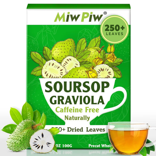 Wildcrafted Soursop Graviola Dried Leaf Tea - 250+ Guanabana Leaves, Gluten-Free, Precut Loose Herbal Tea for Relaxation and Sleep