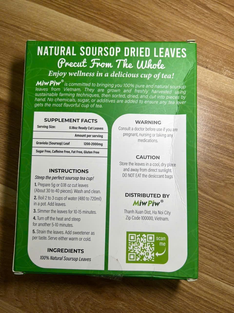 Wildcrafted Soursop Graviola Dried Leaf Tea - 250+ Guanabana Leaves, Gluten-Free, Precut Loose Herbal Tea for Relaxation and Sleep